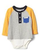 Gap Baseball Henley Body Double - Gray