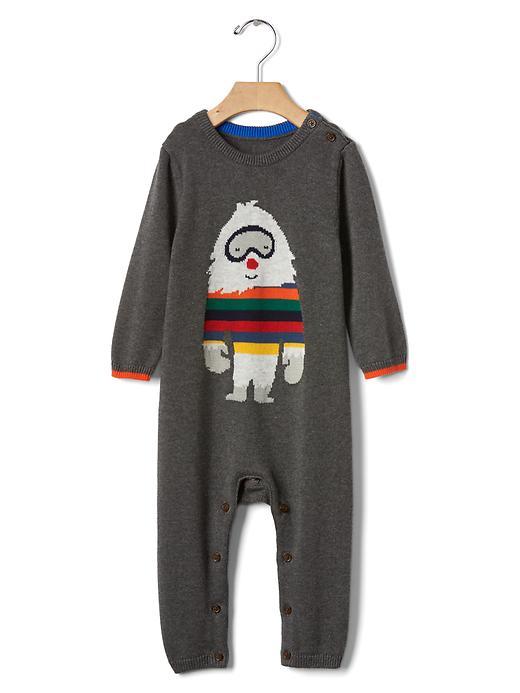 Gap Bright Stripe Yeti Sweater One Piece - Heather Grey