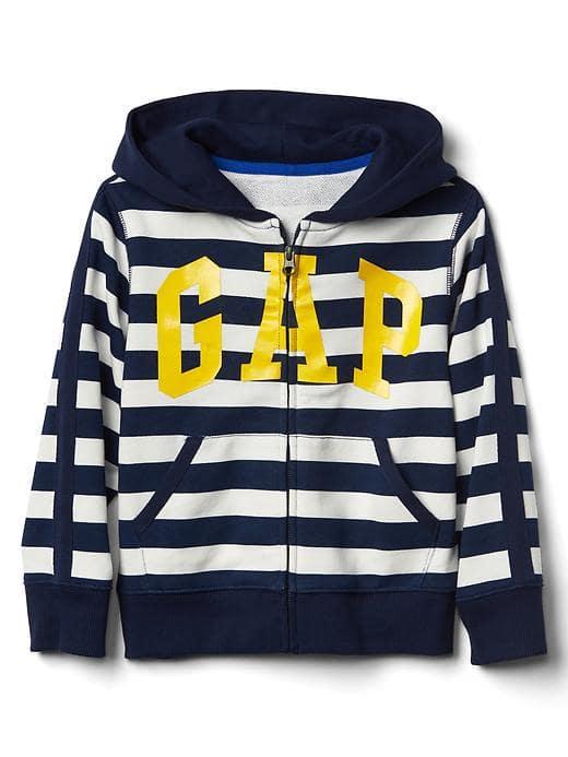 Gap Logo Stripe Zip Hoodie - Elysian Blue