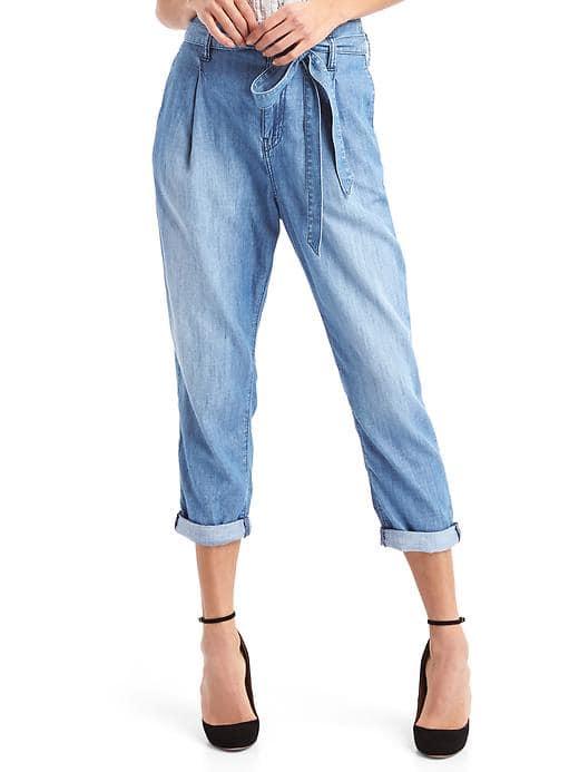 Gap Women Tencel Paperbag Waist Jeans - Medium Indigo
