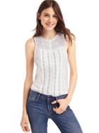 Gap Women Crochet Pintuck Tank - White