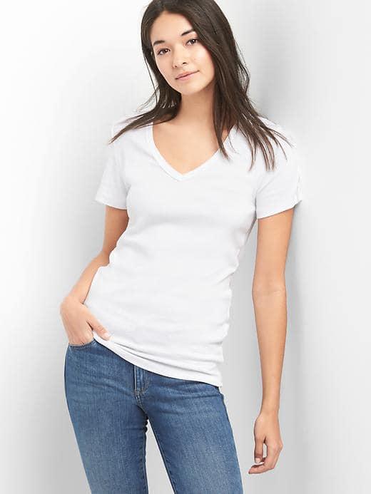 Gap Women Modern V Neck Tee - Optic White