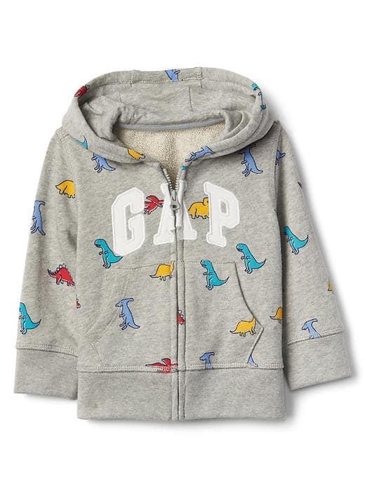 Gap Logo Patches Zip Hoodie - Light Heather Gray