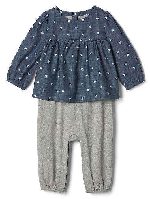 Gap 2 In 1 Chambray Layered One Piece - Gray
