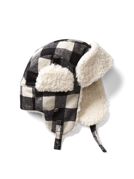 Gap Men Plaid Wool Trapper Hat - Black Plaid
