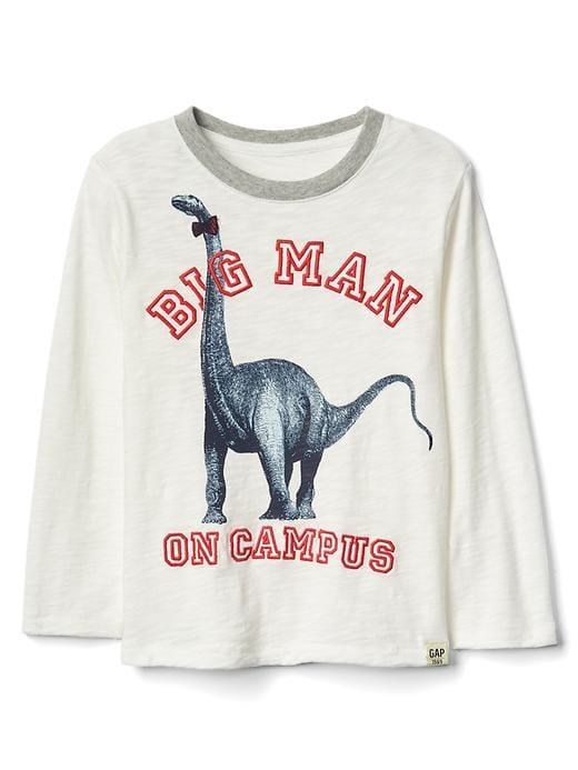 Gap Graphic Long Sleeve Slub Tee - New Off White