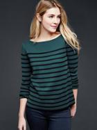 Gap Women Stripe Boatneck Sweater - Teal Stripe