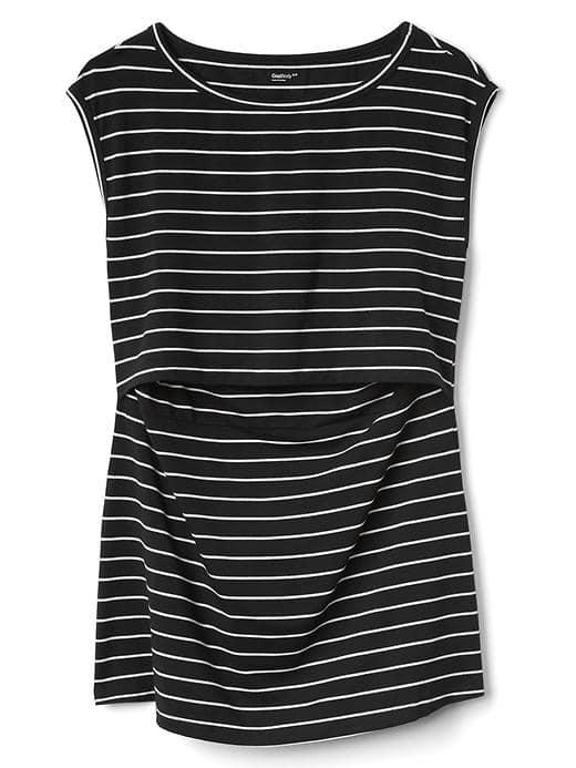 Gap Women Stripe Cap Nursing Tee - Black Stripe