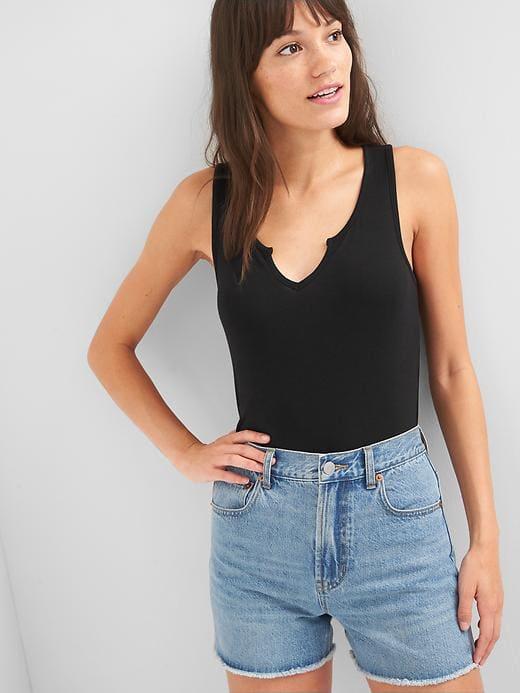 Gap Ribbed Notch Tank - True Black