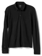 Gap Men Long Sleeve Pique Slim Fit Polo - True Black