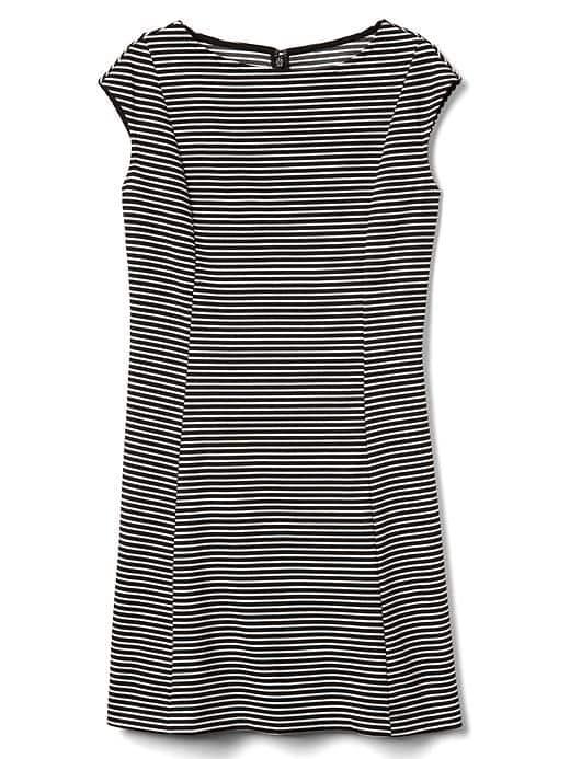 Gap Women Ponte Cap Sleeve Dress - Black & White Stripe