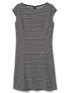 Gap Women Ponte Cap Sleeve Dress - Black & White Stripe