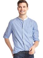 Gap Men True Wash Band Collar Standard Fit Shirt - Simply Blue