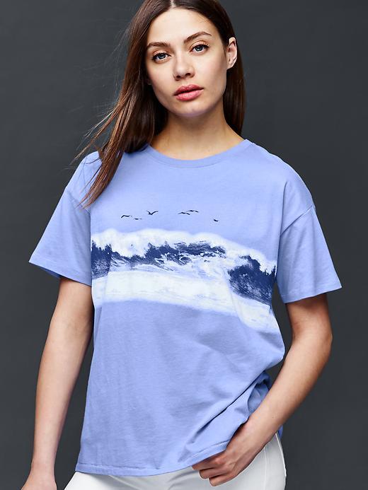 Gap Drop Shoulder Graphic Tee - Hanover Blue