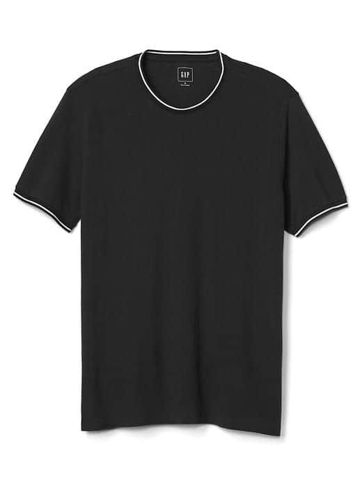 Gap Men Pique Short Sleeve Crewneck - True Black