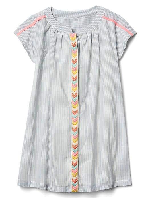 Gap Embroidery Stripe Cap Dress - Cool Blue Stripe