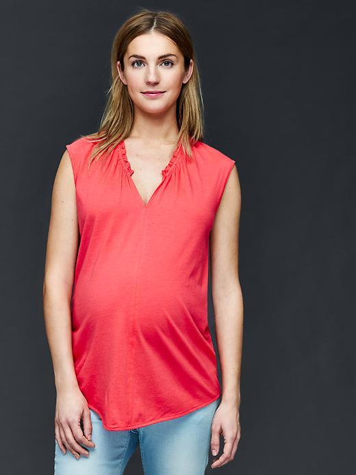 Gap Ruffle V Neck Top - Rose Bush