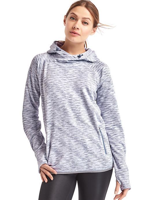 Gap Women Brushed Fleece Spacedye Pullover Hoodie - Light Grey