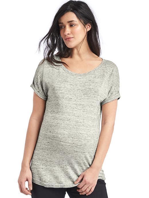 Gap Cuffed Short Sleeve Sweater - Space Dye Grey Marl