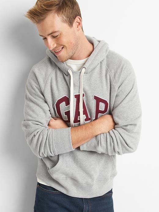 Gap French Terry Logo Pullover Hoodie - New Heather Grey