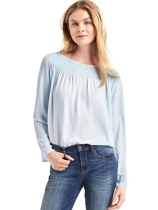 Gap Women Smock Neck Long Sleeve Blouse - Air