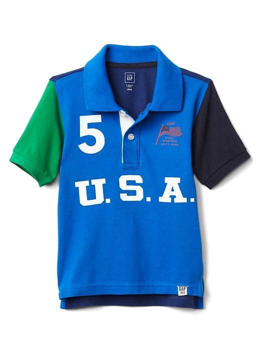 Gap Logo Patch Colorblock Polo - Blue Streak