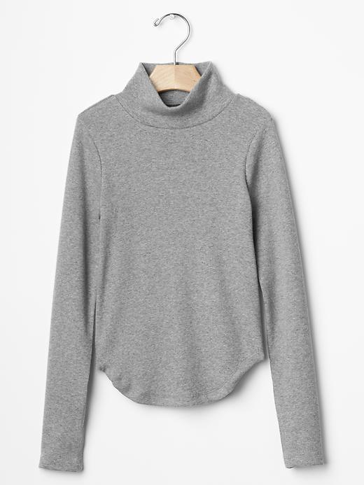 Gap Ribbed Mockneck Tee - Grey Heather