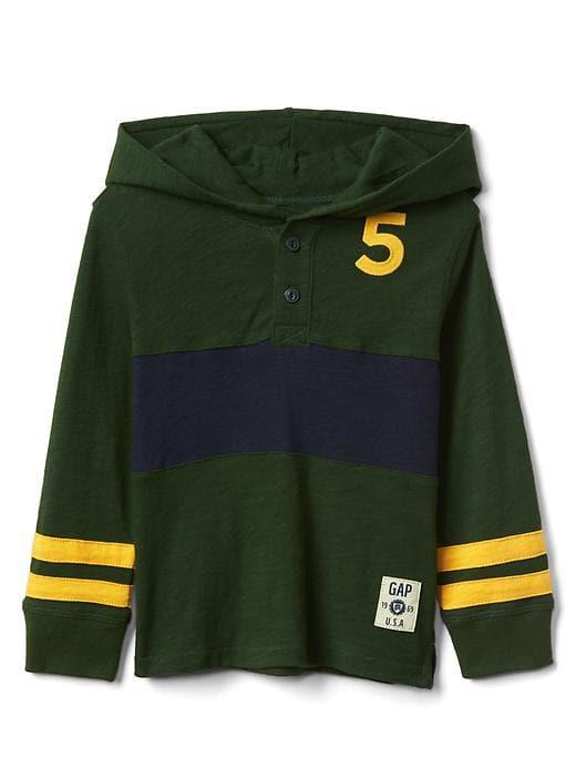 Gap Varsity Slub Henley Hoodie - Festivus Green