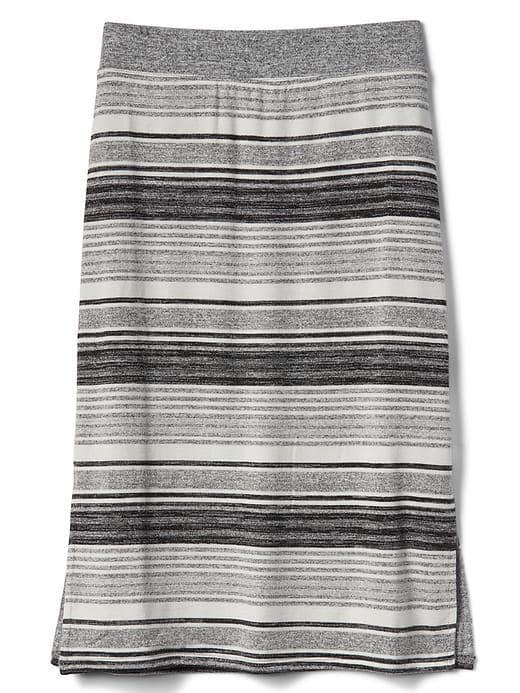 Gap Women Softspun Stripe Midi Skirt - Black & Grey Stripe