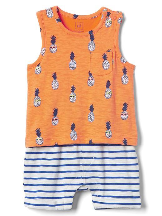 Gap Print Double Layer Tank One Piece - Orange