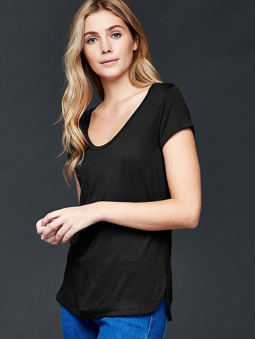 Gap Rolled Short Sleeve Tee - True Black