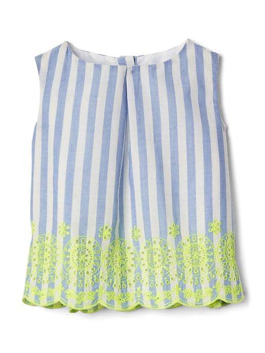 Gap Eyelet Stripe Top - Blue Stripe