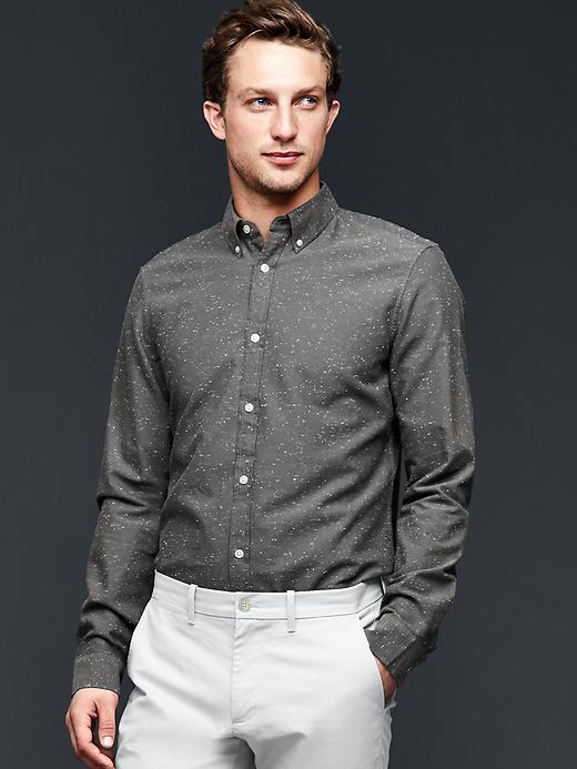Gap Men Nep Oxford Shirt - Flint Gray