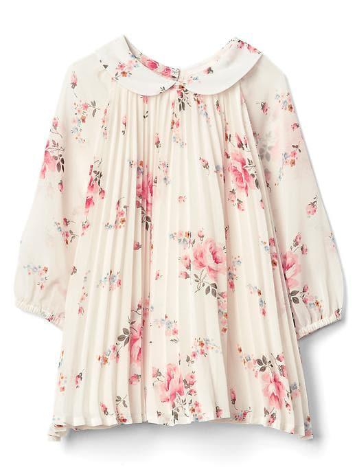 Gap Floral Pleat Collar Dress - Ivory Frost