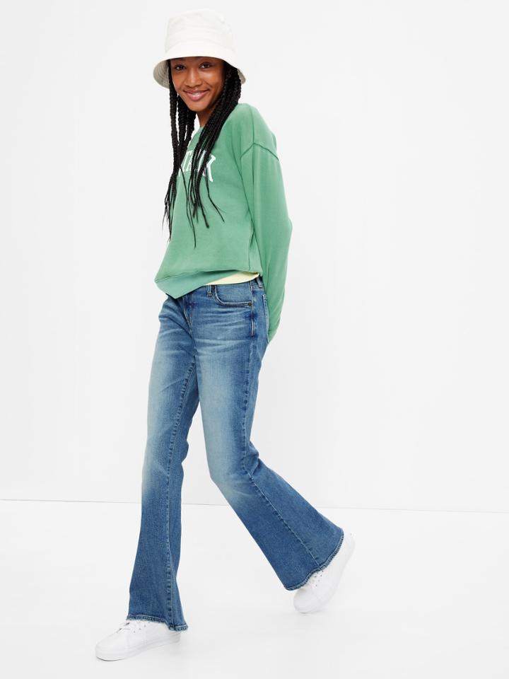 Teen Low Rise Flare Jeans With Washwell