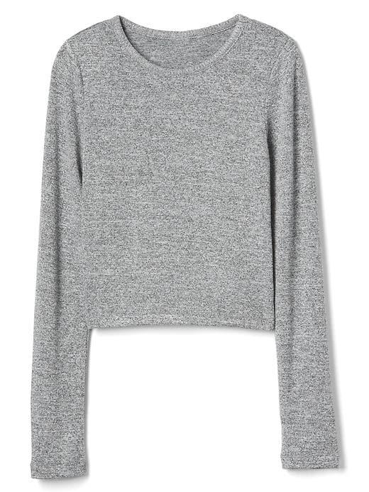 Gap Women Softspun Knit Long Sleeve Crop Top - New Heather Grey