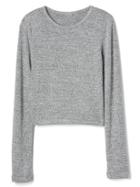 Gap Women Softspun Knit Long Sleeve Crop Top - New Heather Grey