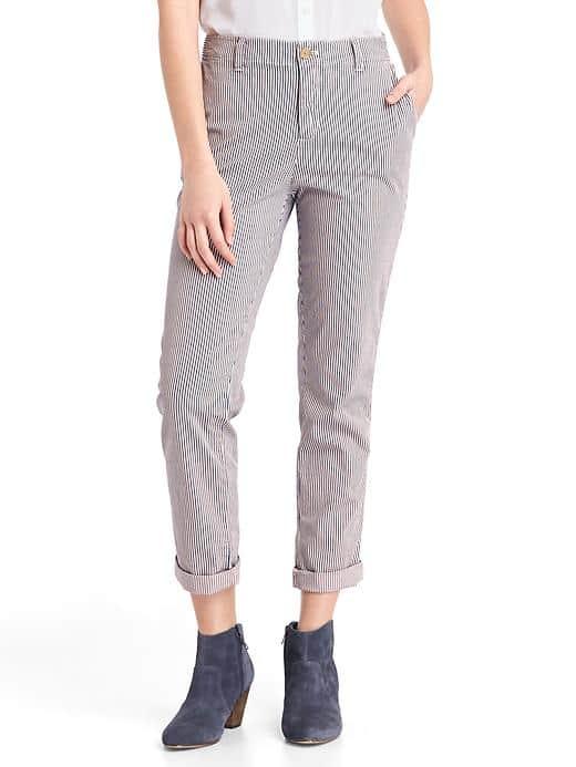 Gap Women Railroad Stripe Girlfriend Chinos - Silk Powder