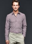 Gap Men Wrinkle Resistant Chambers Gingham Shirt - Ruby Wine