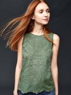 Gap Women Embroidered Tank - Cool Olive