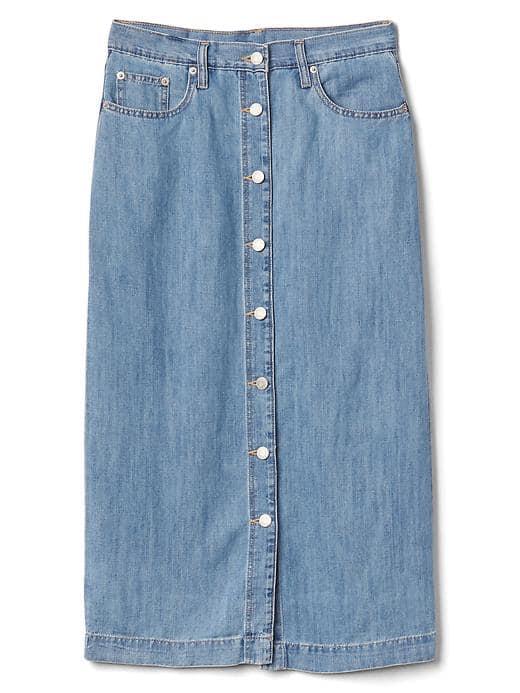 Gap Women Button Front Pencil Skirt - Light Indigo