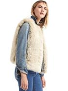Gap Women Faux Fur Vest - Cream