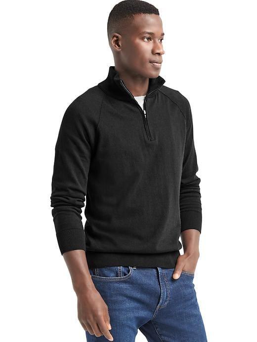 Gap Men Half Zip Mockneck Sweater - Black