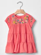 Gap Embroidered Tier Dress - Fresh Coral