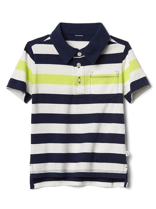 Gap Stripe Short Sleeve Polo - New Off White