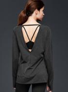 Gap Gapfit Breath V Beck Cutout Top - Charcoal Gray