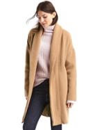 Gap Women Plush Shawl Collar Coat - Camel