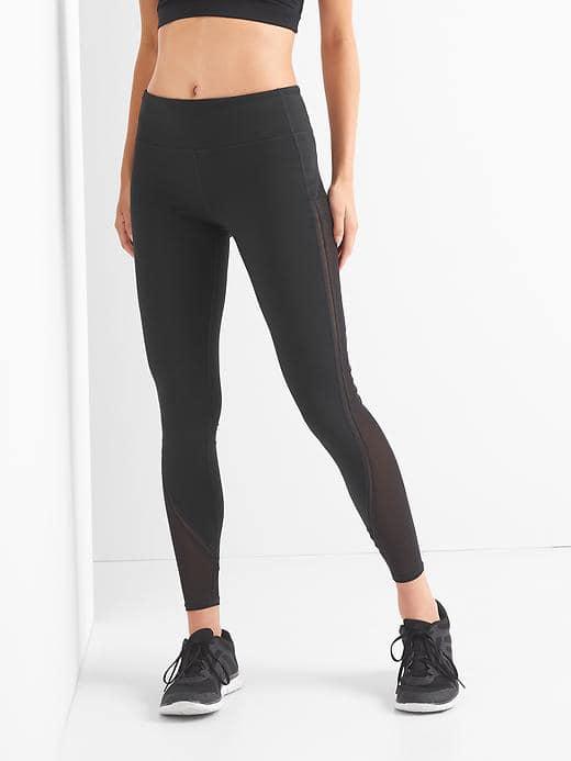 Gap Women Gfast Blackout Mesh Panel Leggings - Black