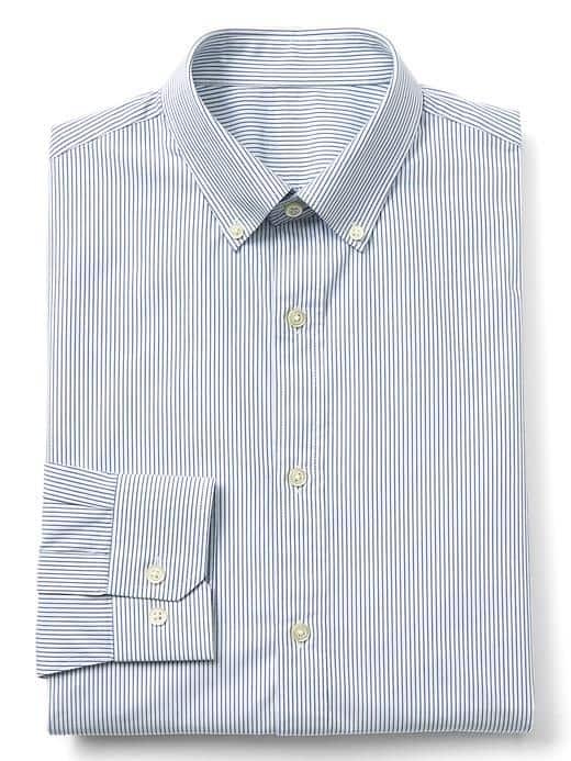 Gap Men Stretch Poplin Pinstripe Standard Fit Shirt - Blue