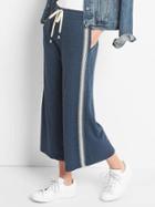 Gap Wide Leg Crop Embroidered Joggers - True Indigo